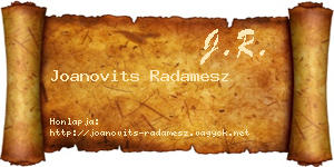 Joanovits Radamesz névjegykártya